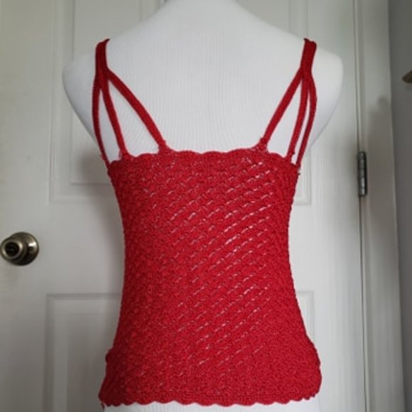 Red Beaded Crotchet Tank Top S/M - Picture 4 of 5